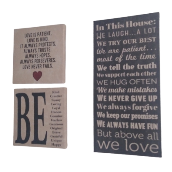 Other - Inspirational Love Canvas Wall hangings, set of 3